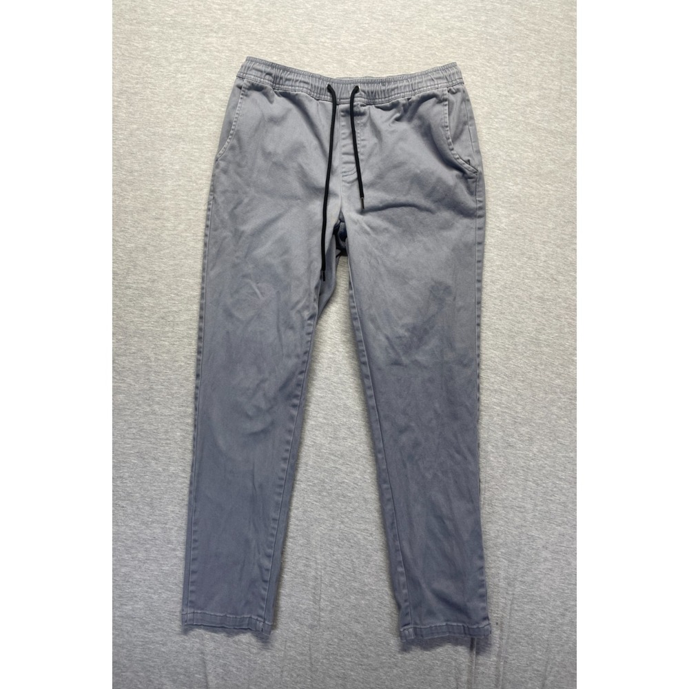 LIRA Joggers Pants Mens Medium Gray Cotton Stretch Drawstring Waist Tapered Leg